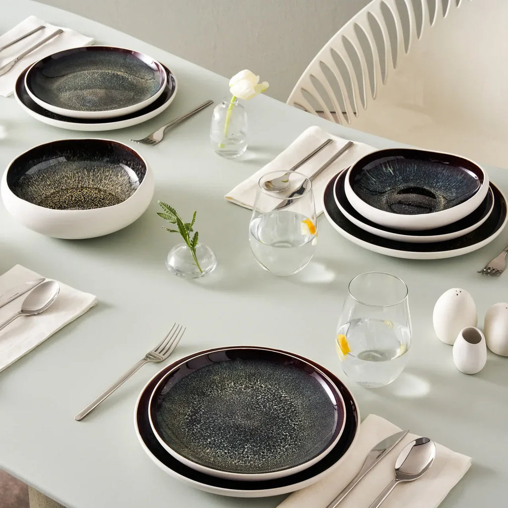 Cosmic Reactive Glaze Stoneware Dinnerware Set – 59 Pieces, Service for 12