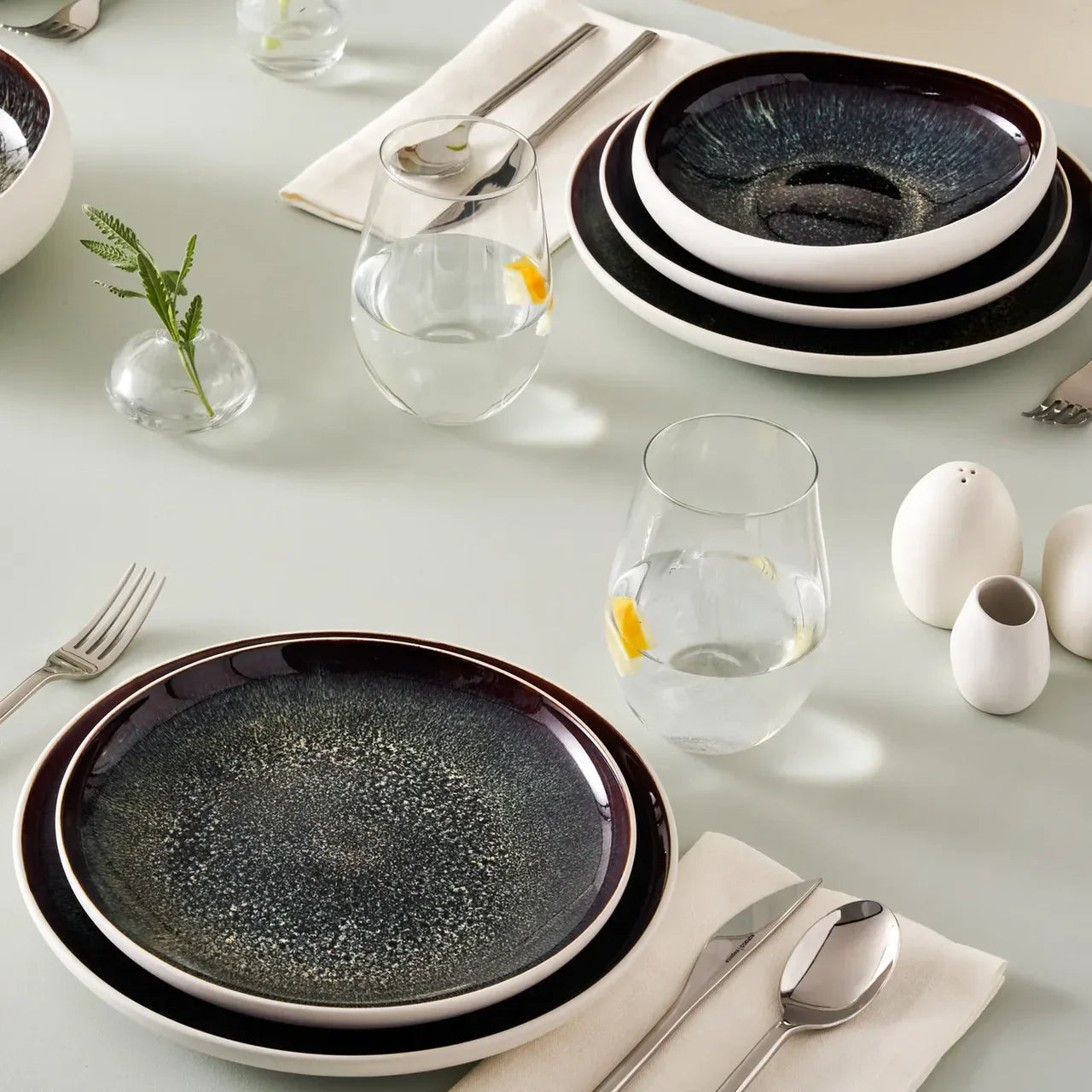 Cosmic Reactive Glaze Stoneware Dinnerware Set – 59 Pieces, Service for 12
