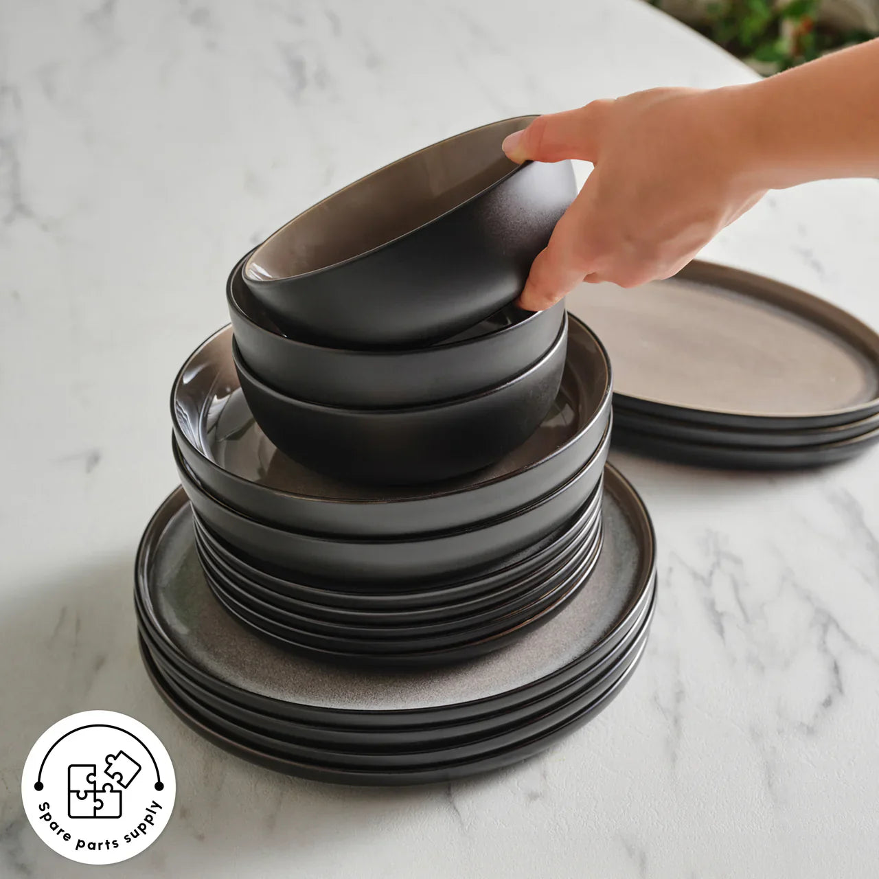 Earth Collection Mercure — 59-Piece Stoneware Set for 12