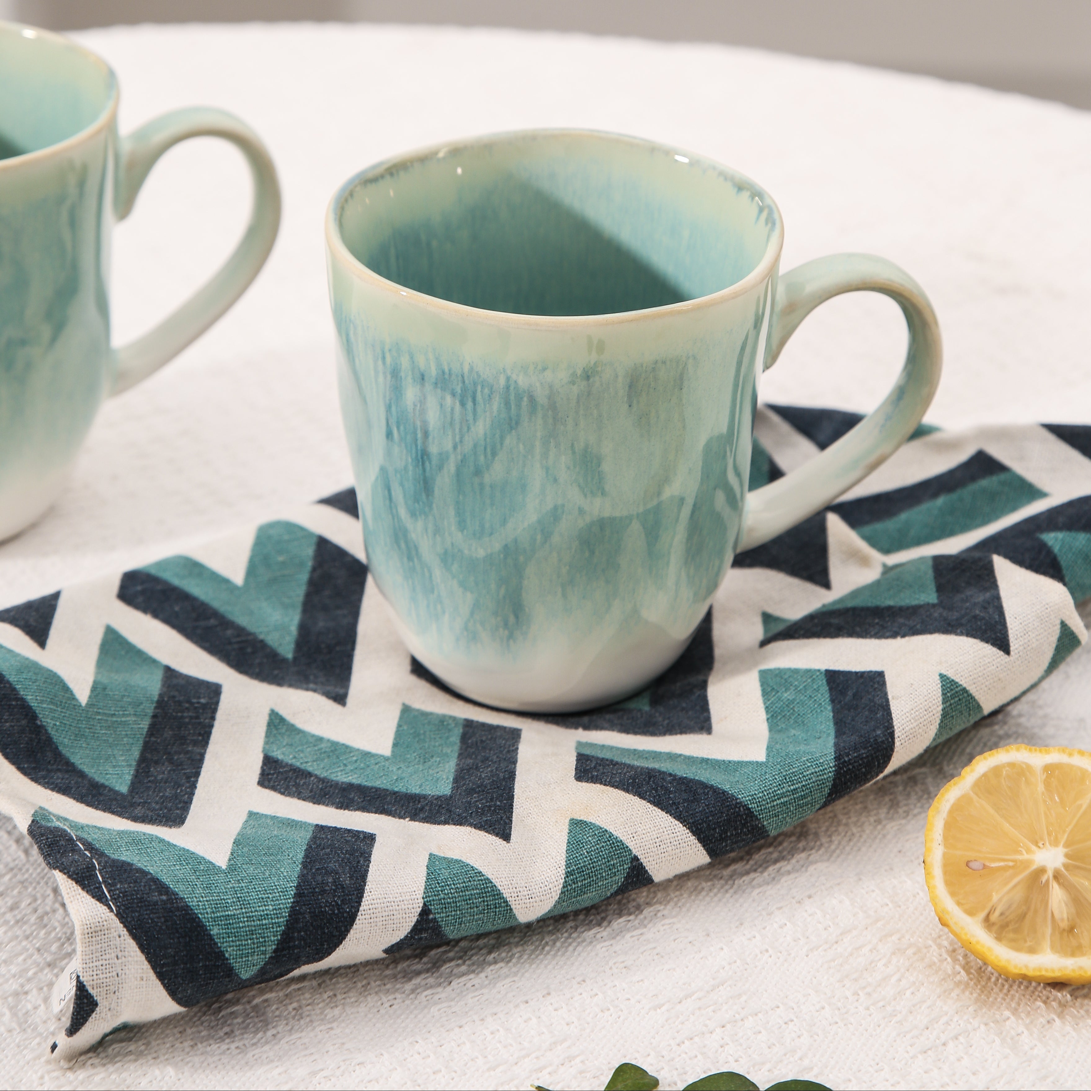Aqua Blue Organic Mug Set
