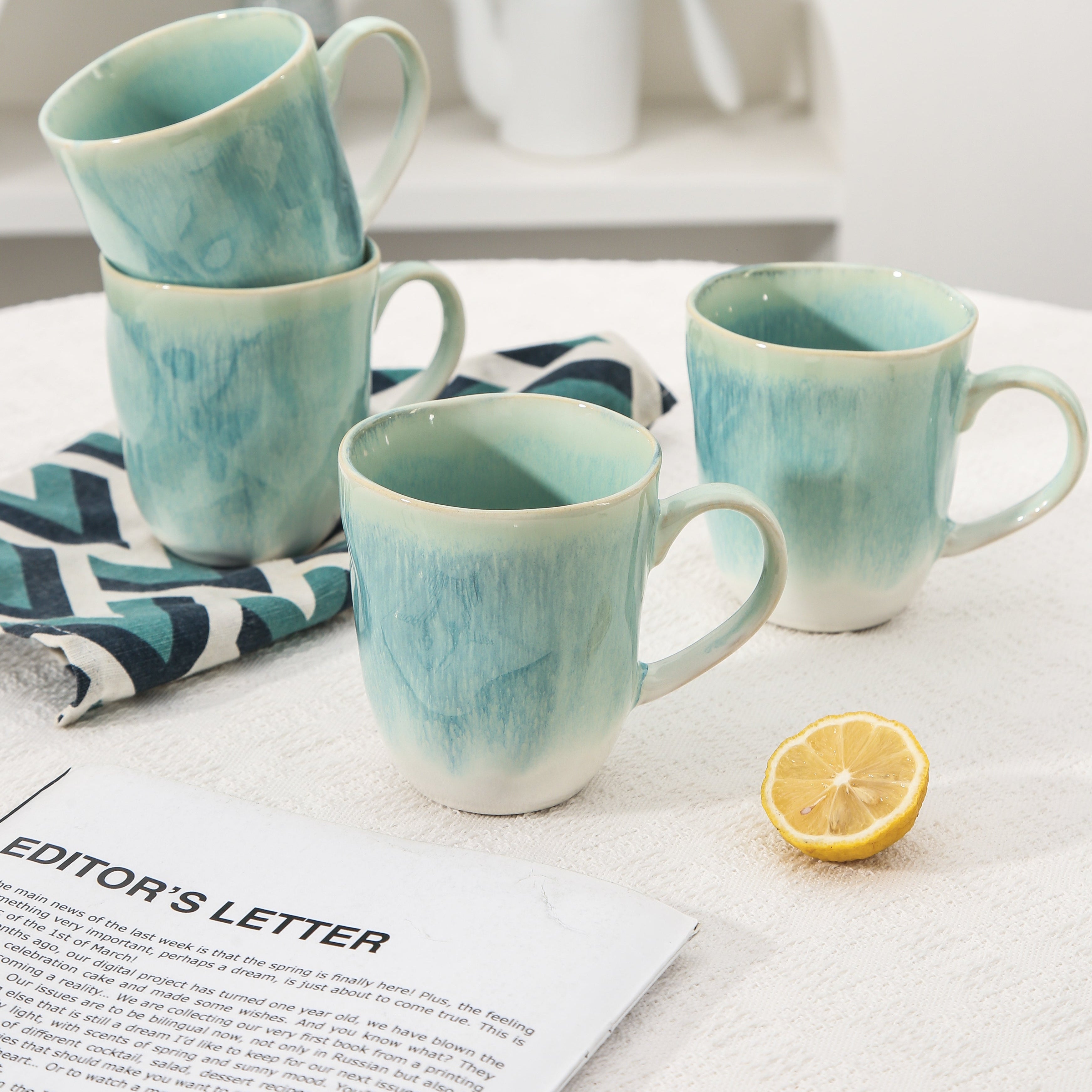Aqua Blue Organic Mug Set