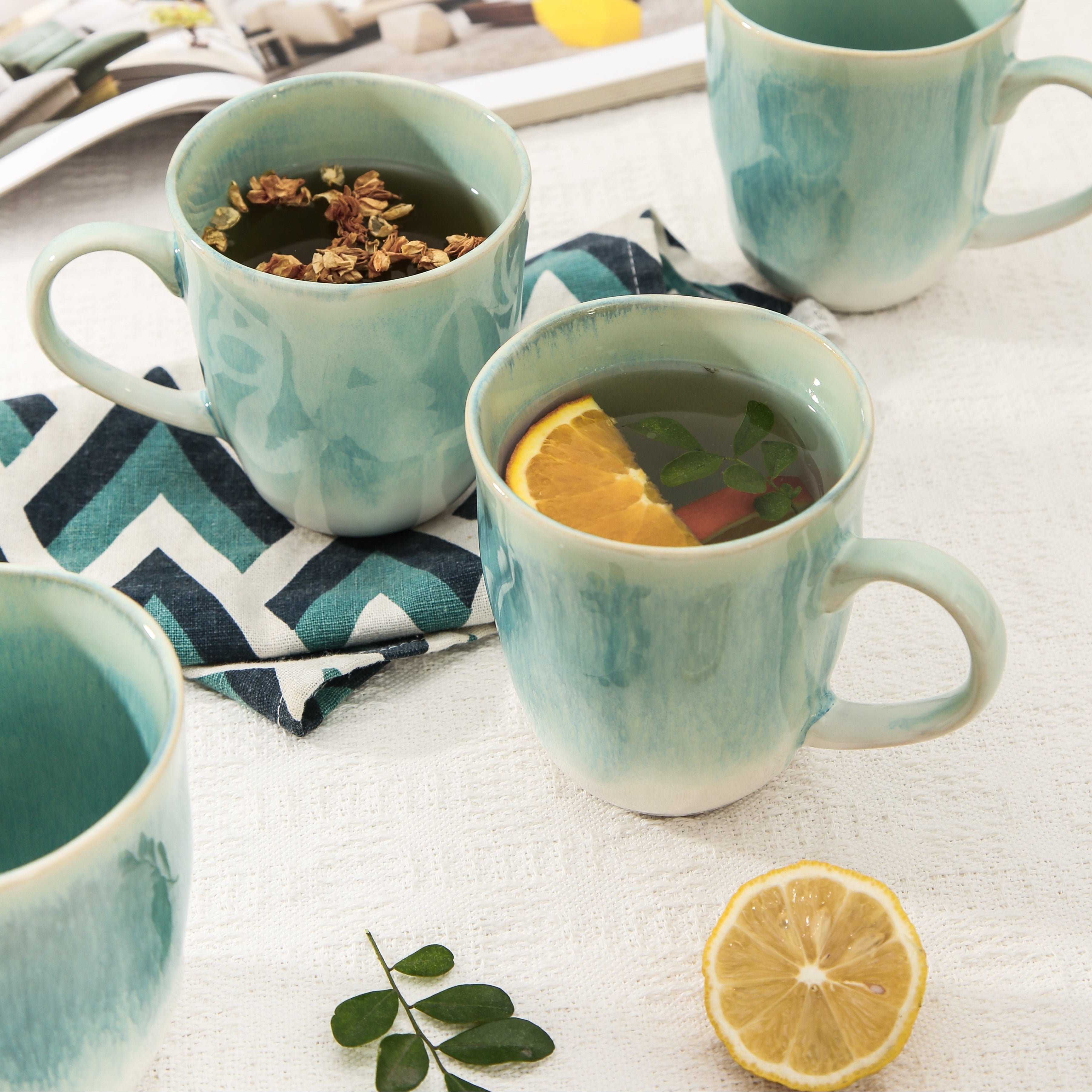 Aqua Blue Organic Mug Set