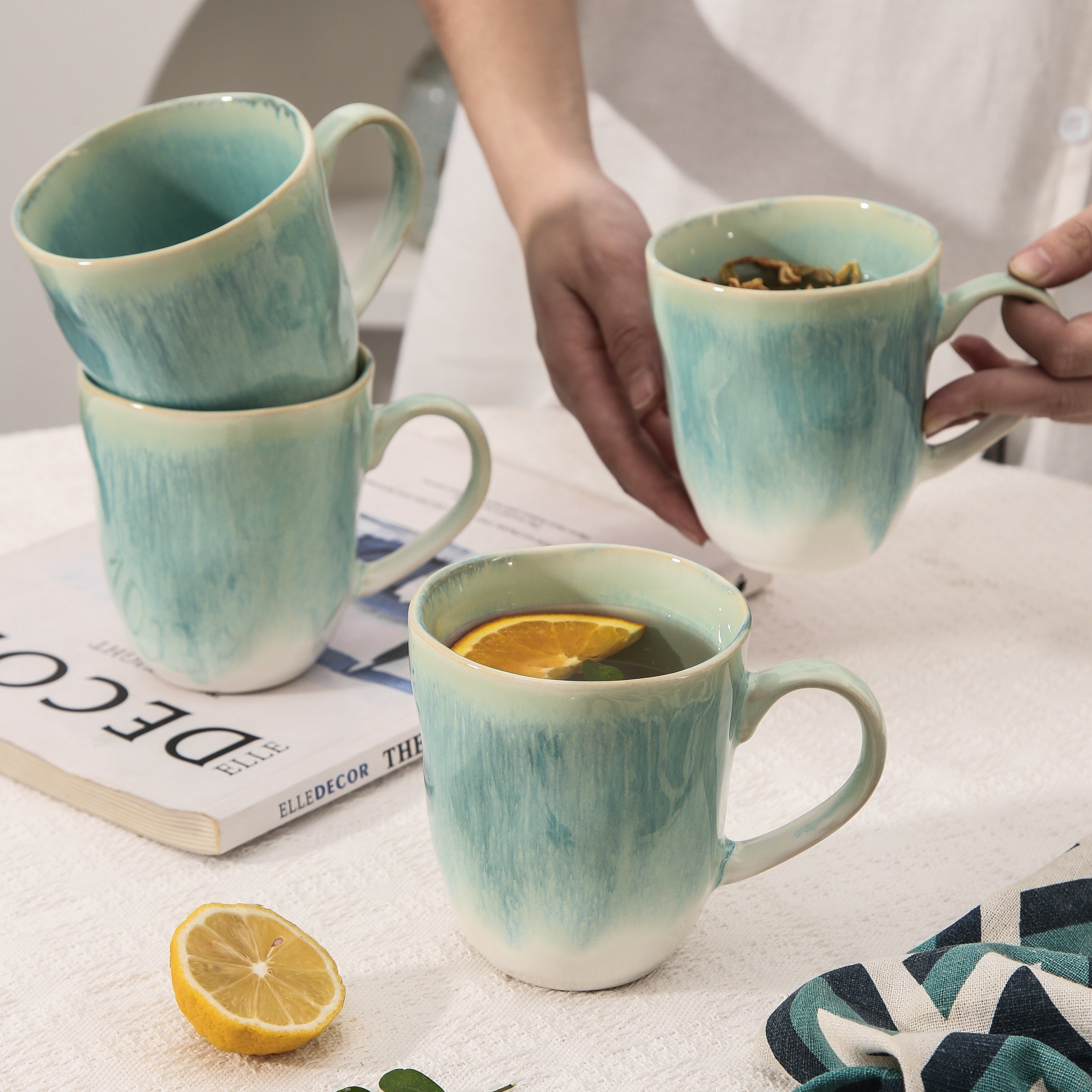 Aqua Blue Organic Mug Set