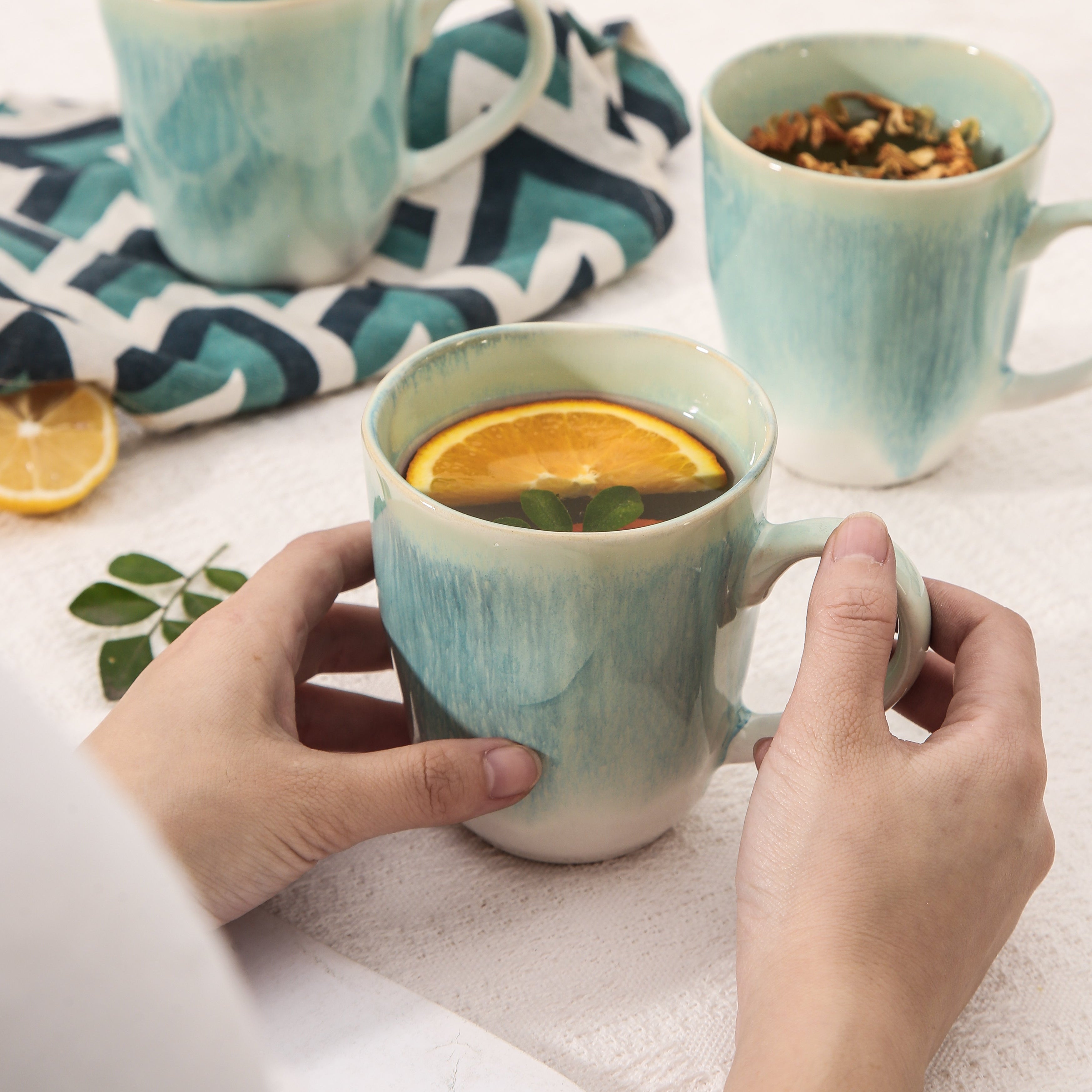 Aqua Blue Organic Mug Set