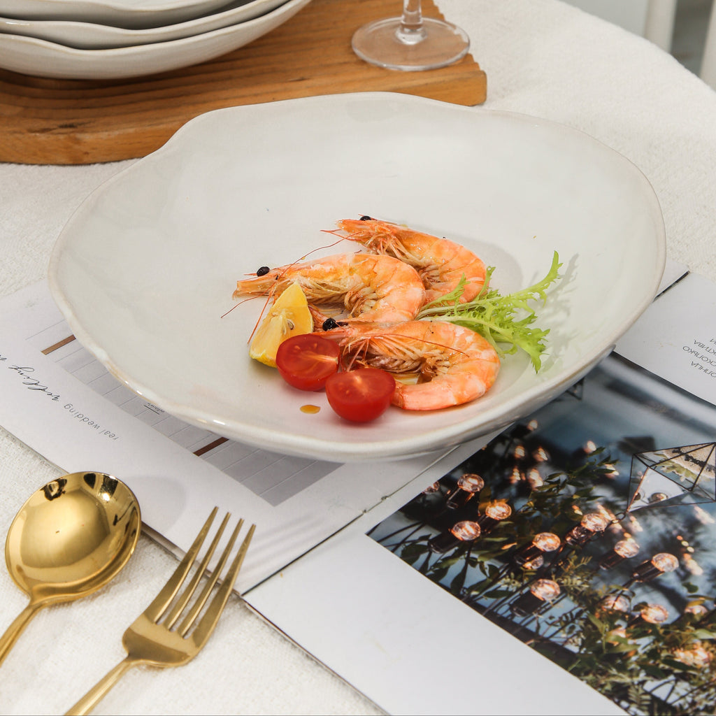Pearl White Organic Deep Plate Set
