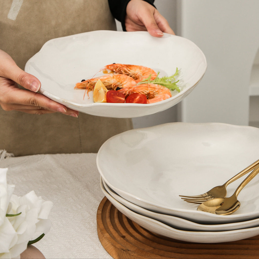 Pearl White Organic Deep Plate Set