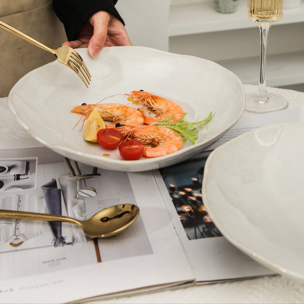 Pearl White Organic Deep Plate Set