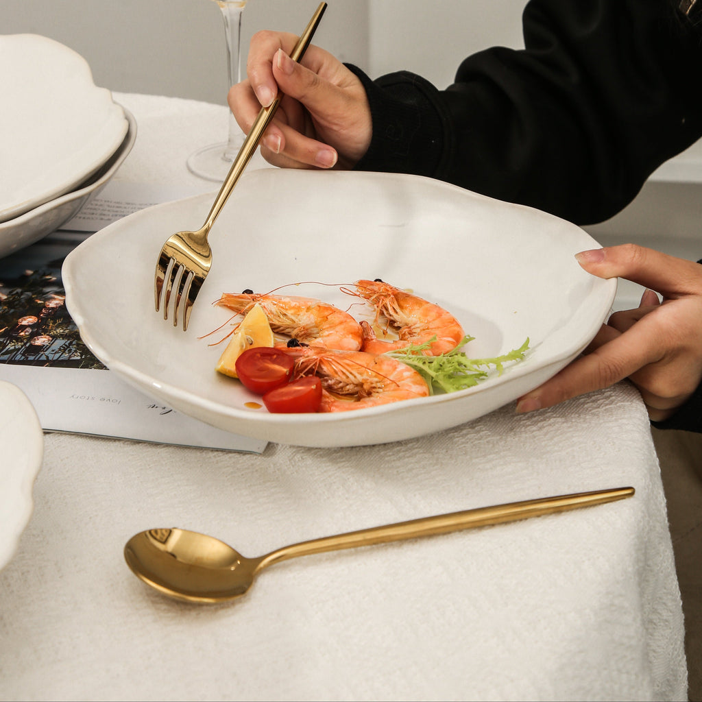 Pearl White Organic Deep Plate Set