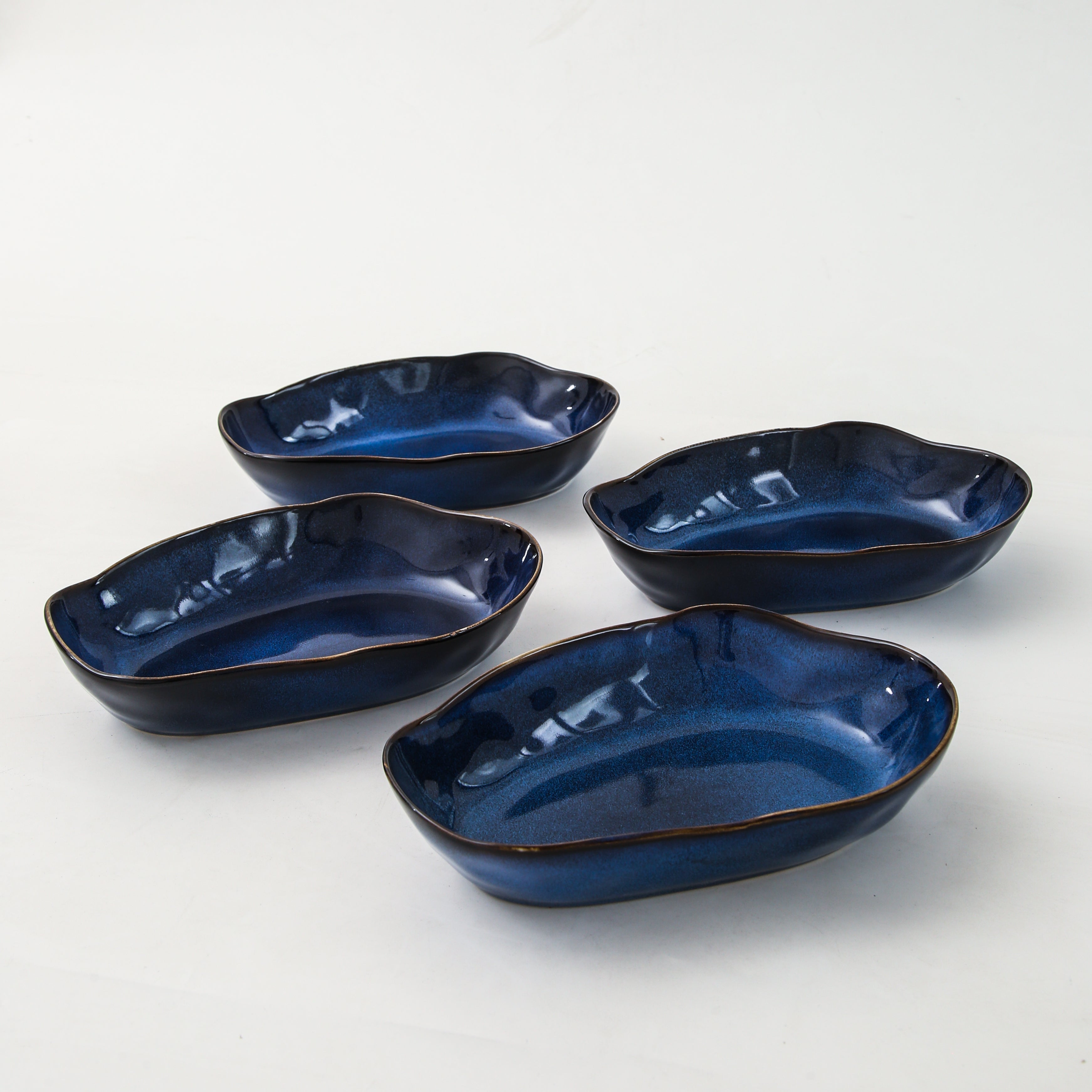 Ocean Blue Organic Oval Plate Set