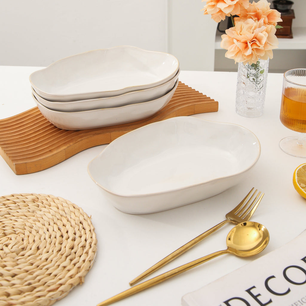 Pearl White Oval Plate Set