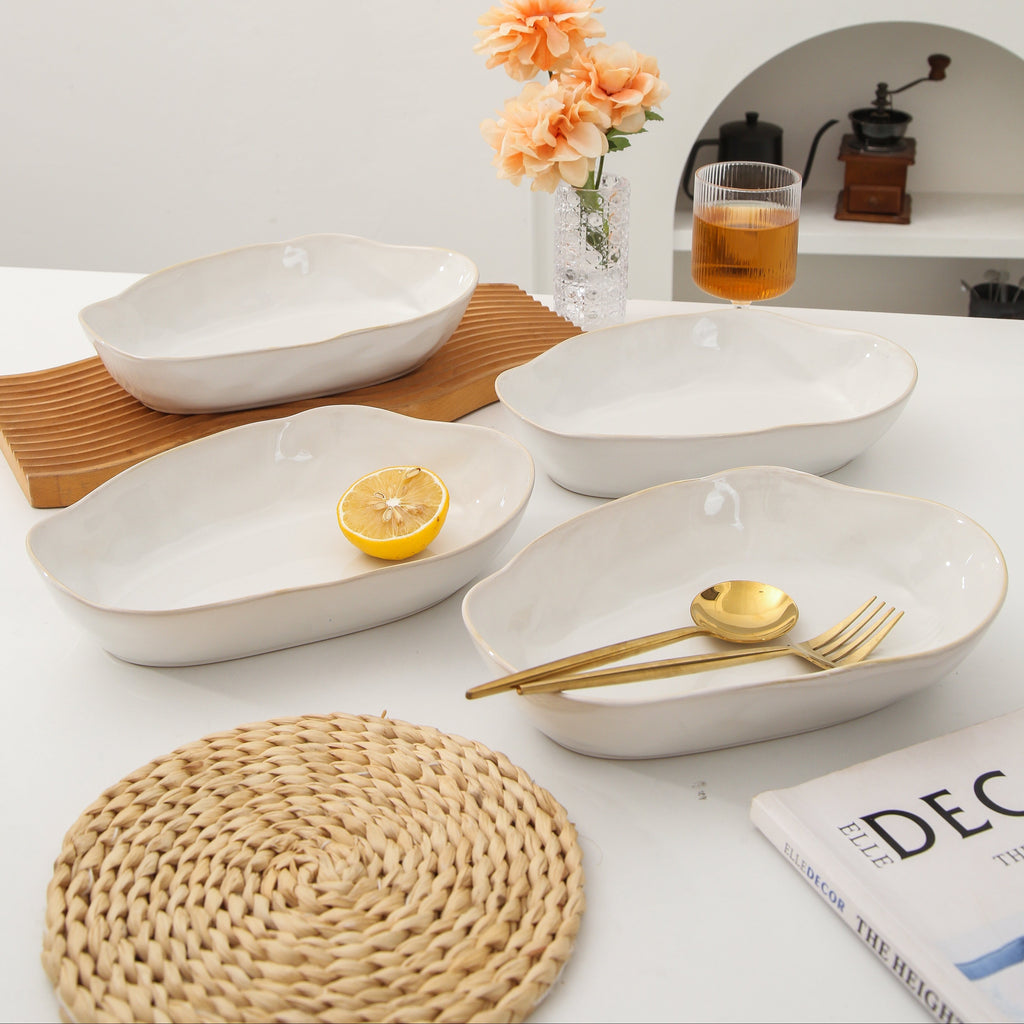 Pearl White Oval Plate Set