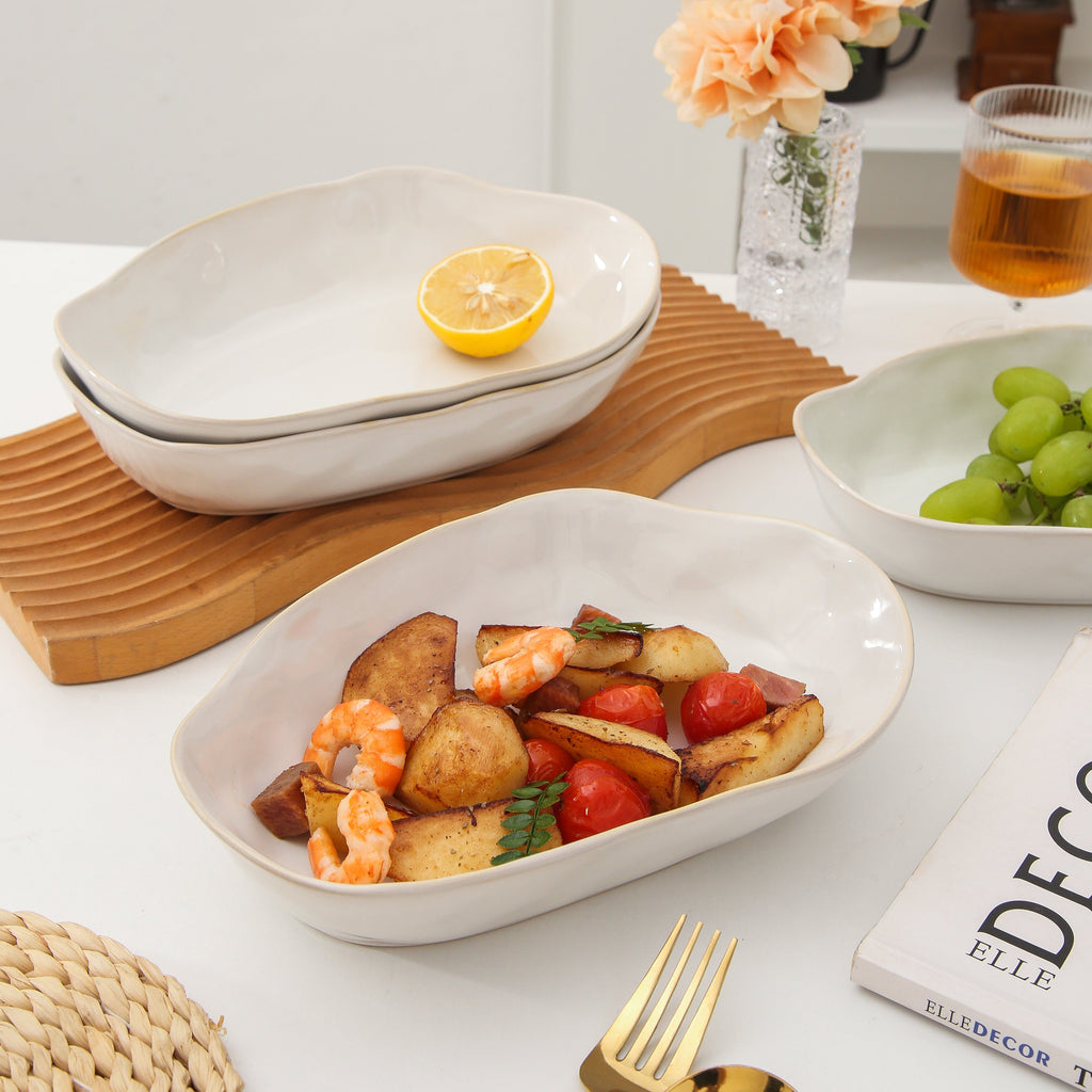 Pearl White Oval Plate Set