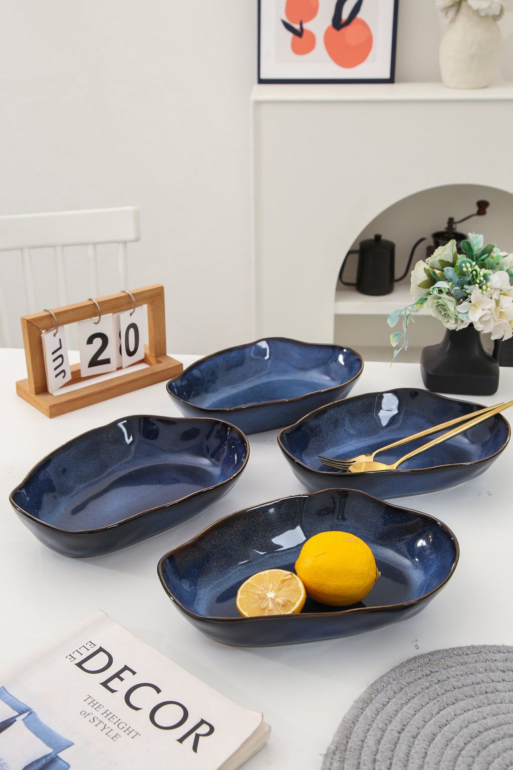 Ocean Blue Organic Oval Plate Set