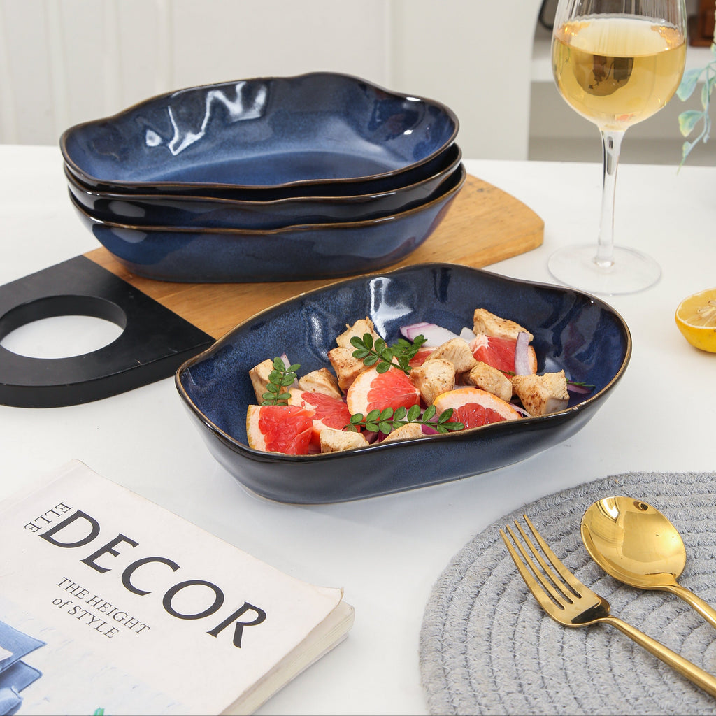 Ocean Blue Organic Oval Plate Set