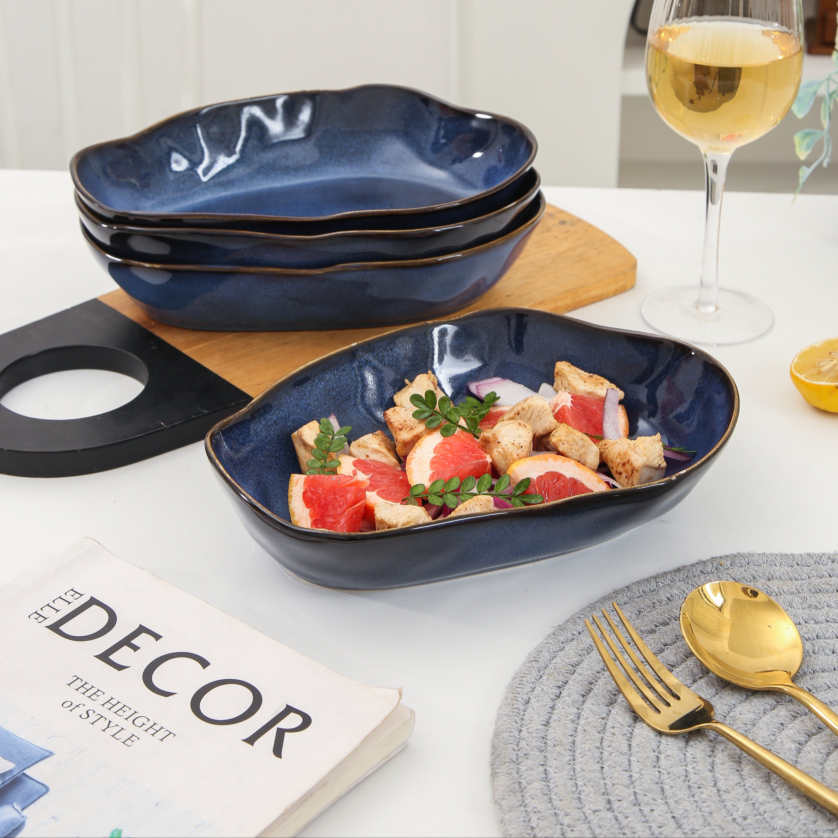 Ocean Blue Organic Oval Plate Set