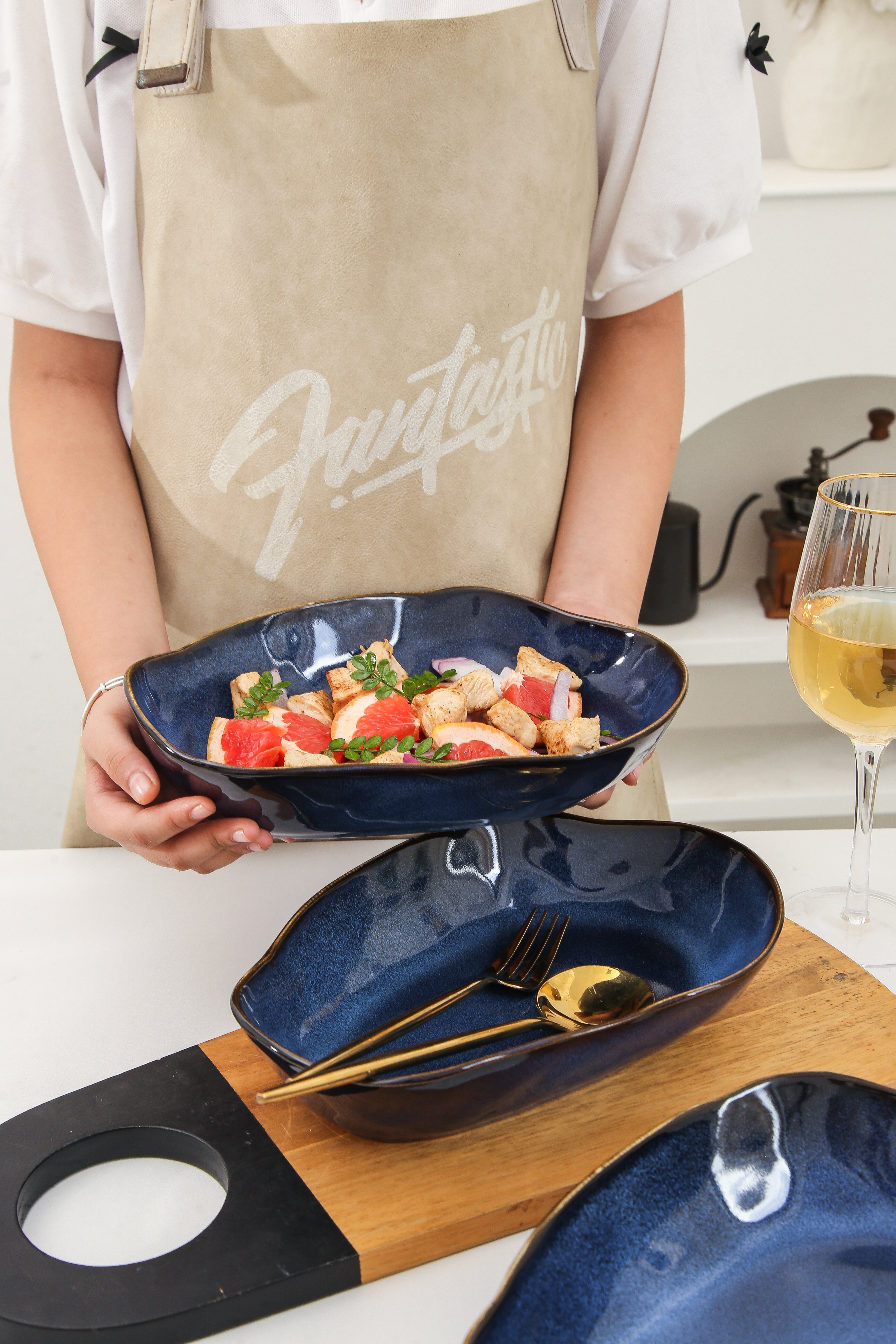 Ocean Blue Organic Oval Plate Set