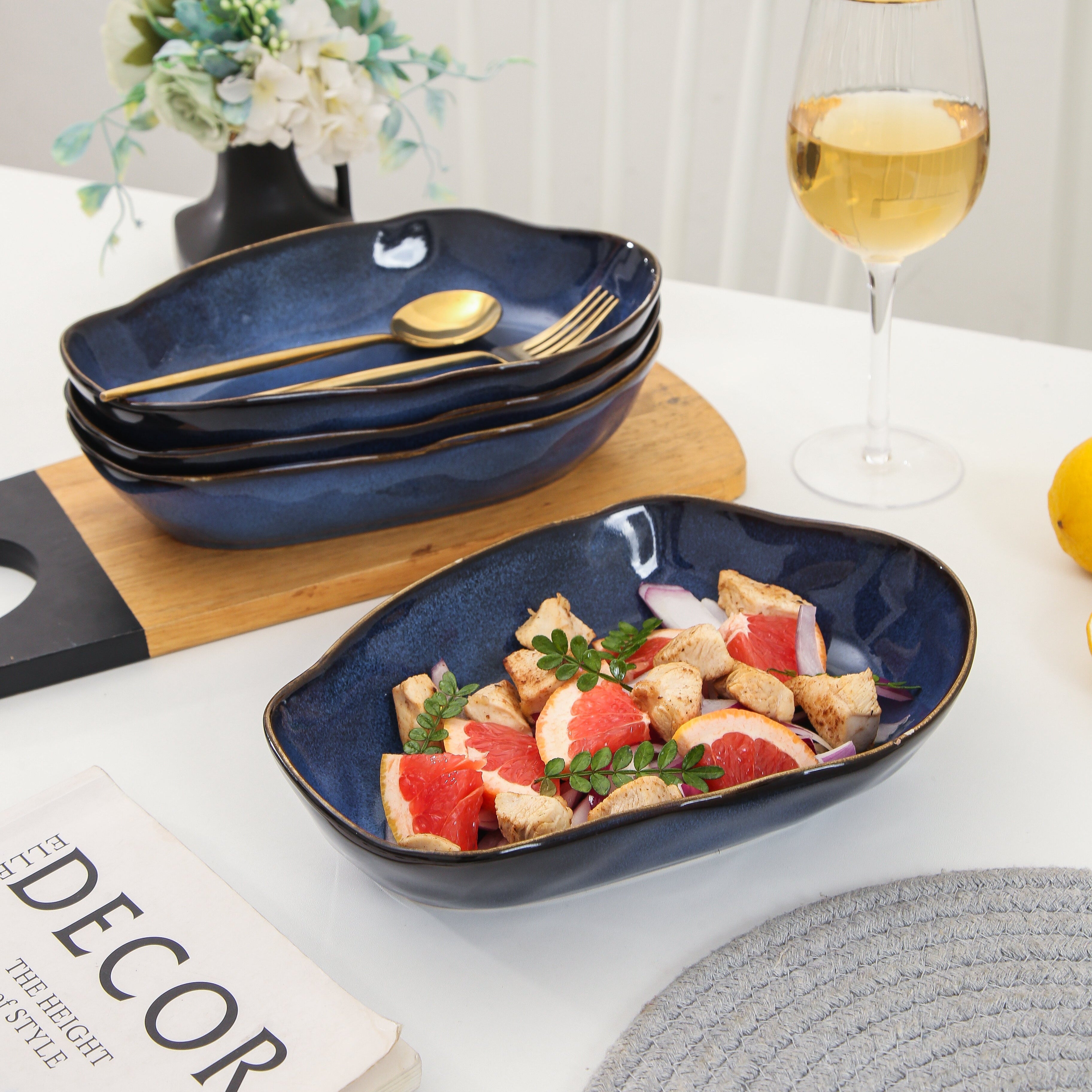 Ocean Blue Organic Oval Plate Set