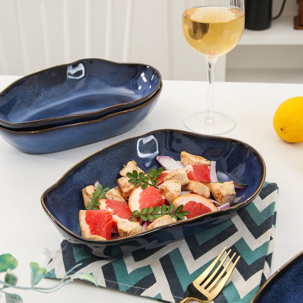 Ocean Blue Organic Oval Plate Set