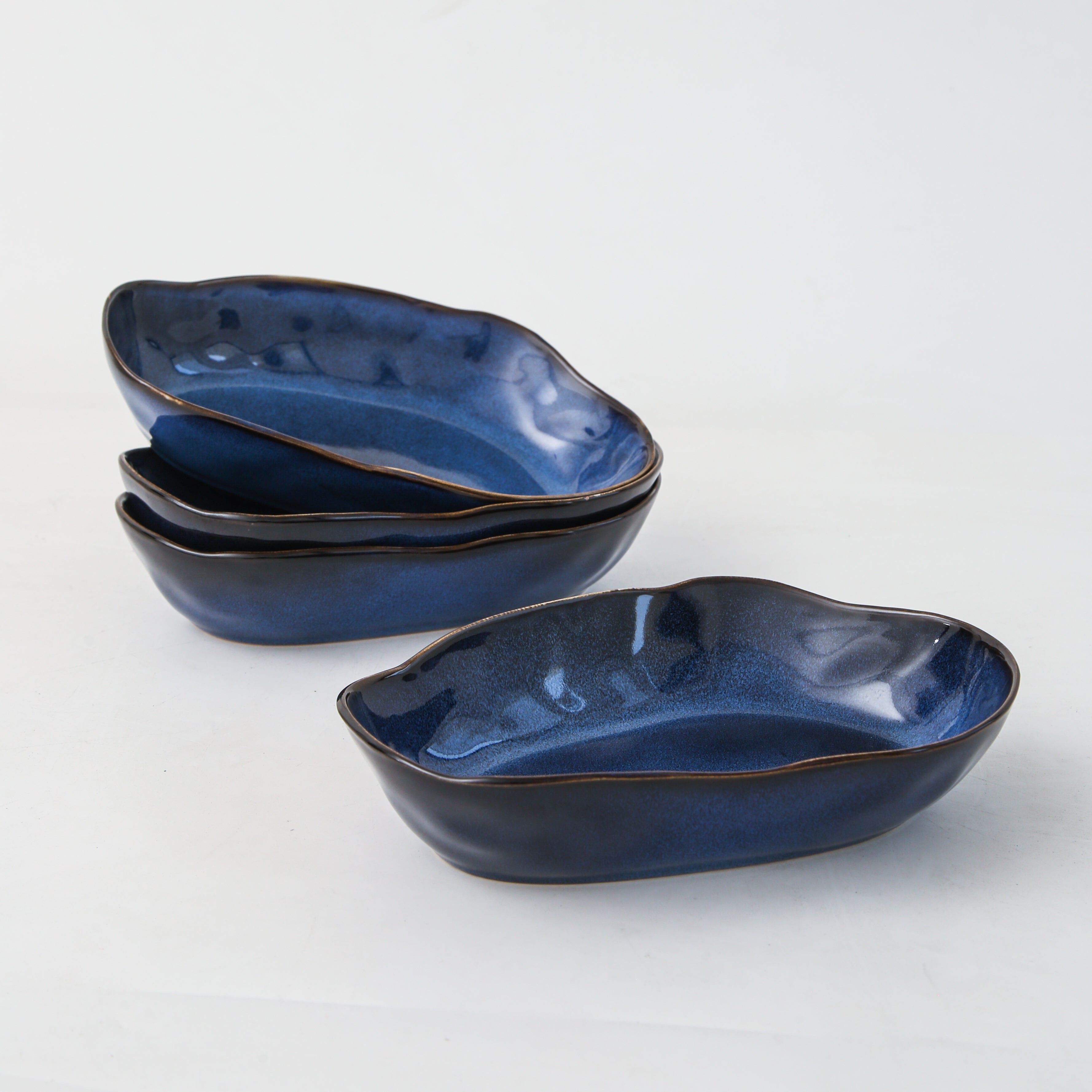 Ocean Blue Organic Oval Plate Set