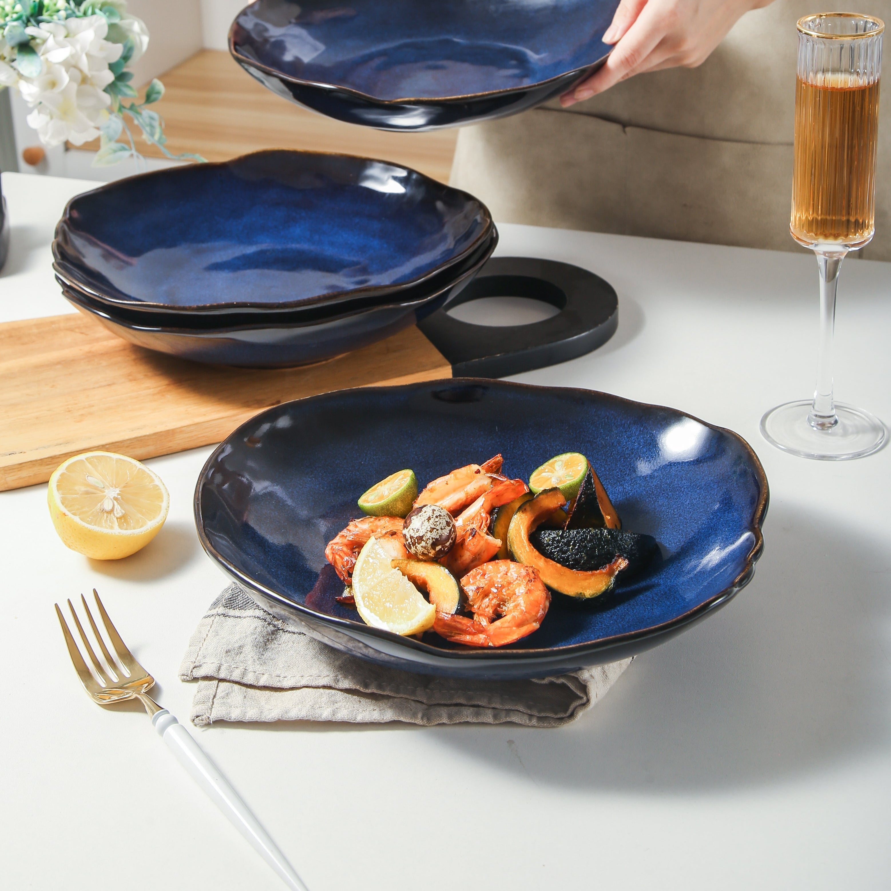Ocean Blue Organic Deep Plate Set