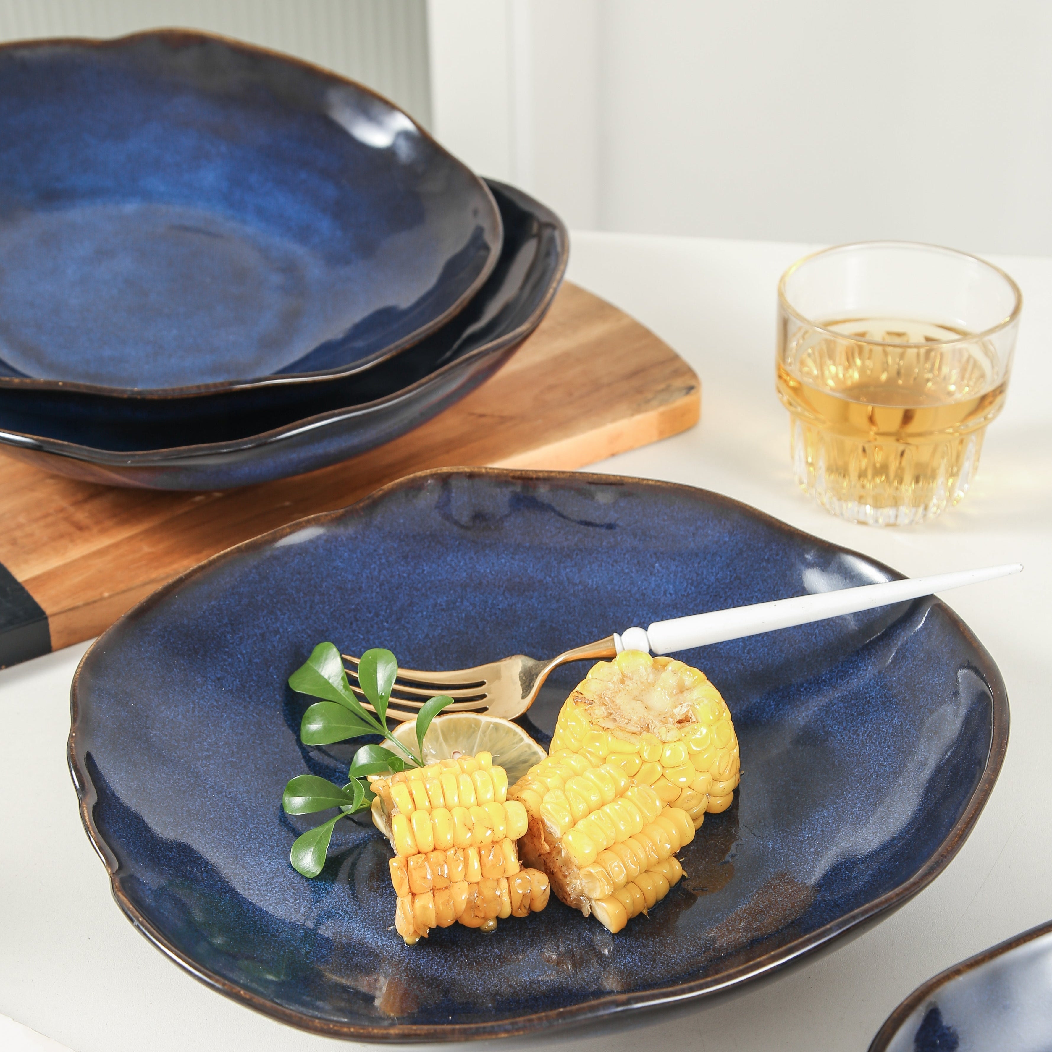Ocean Blue Organic Deep Plate Set
