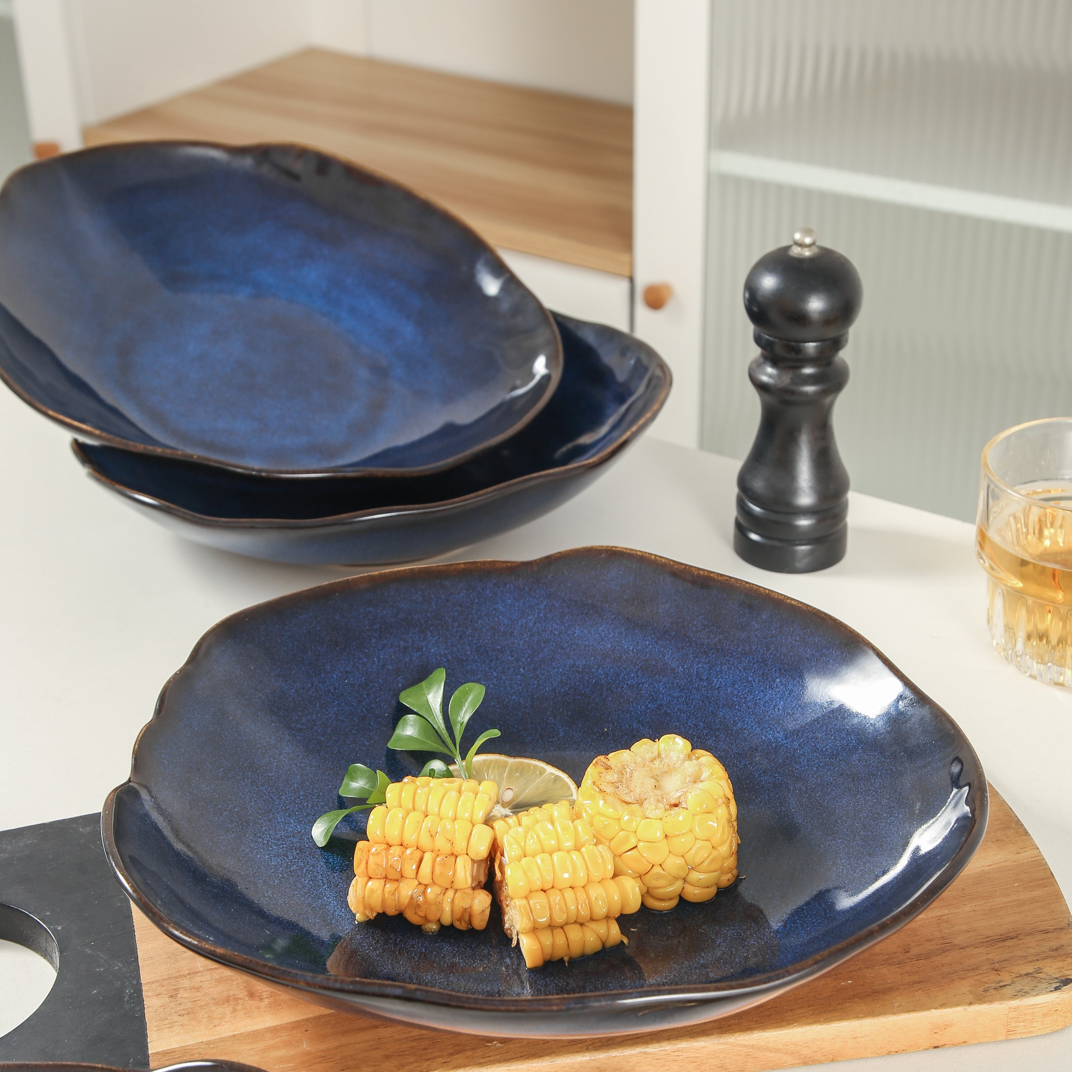 Ocean Blue Organic Deep Plate Set