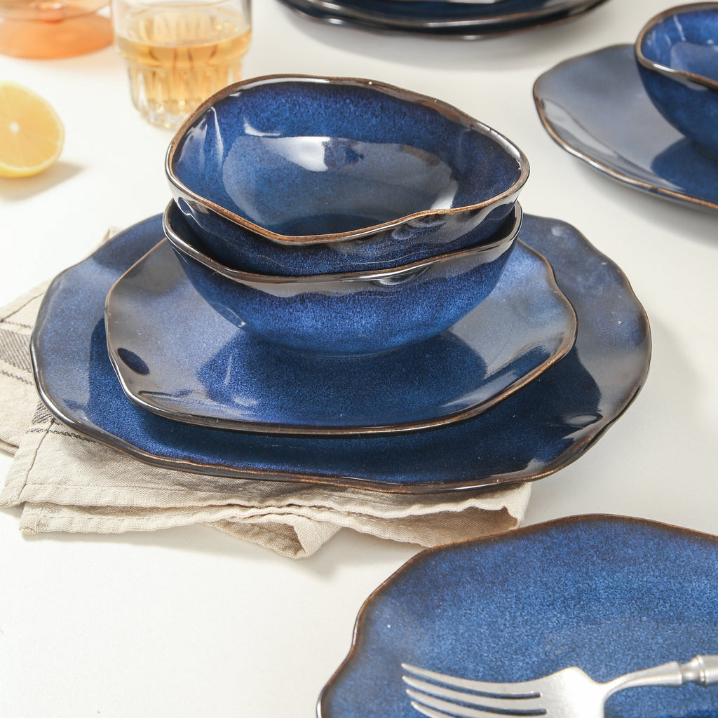 16-Piece Stoneware Set- Ocean Blue