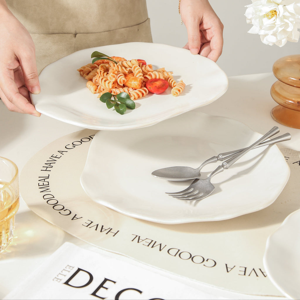 16-Piece Stoneware Set-Pearl White