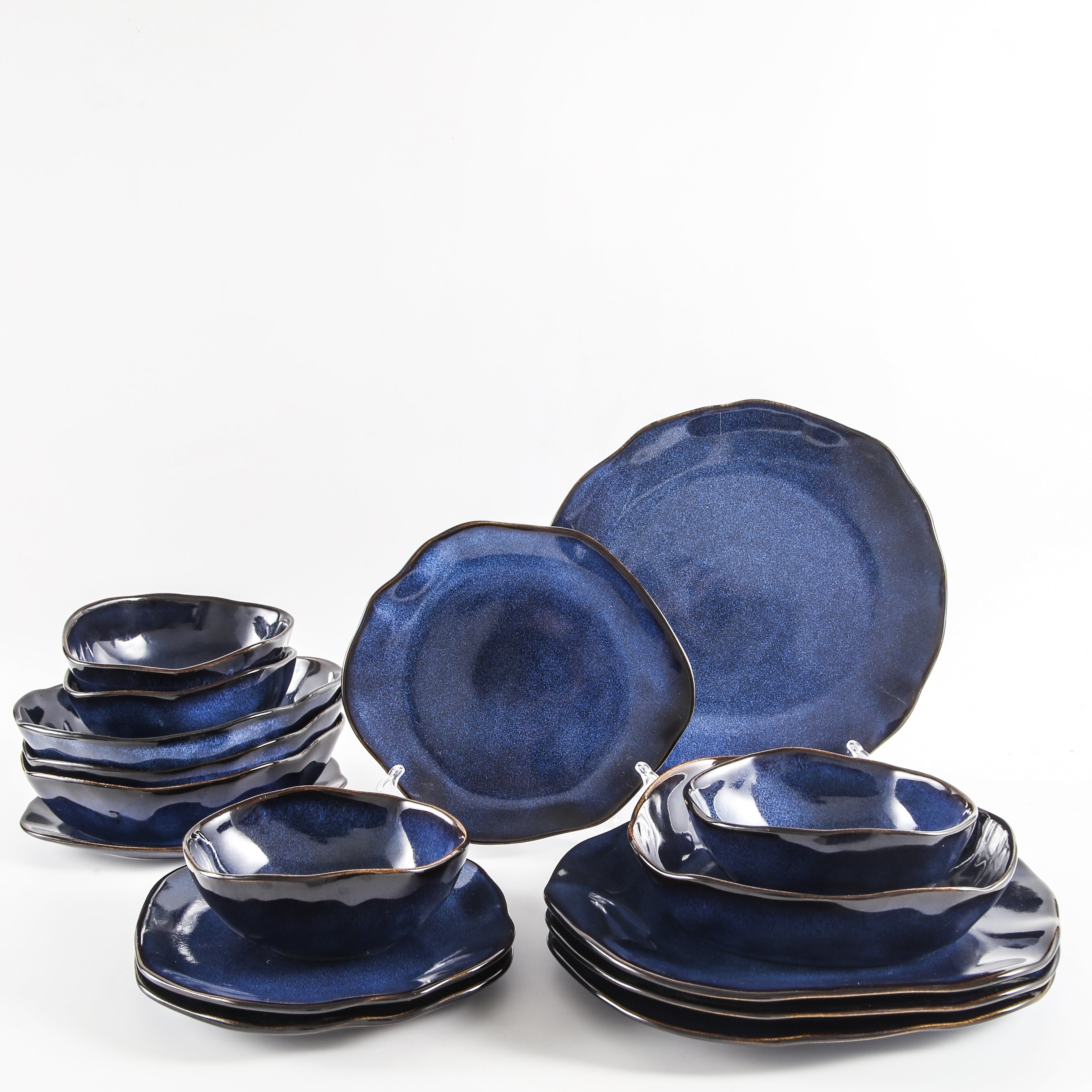 16-Piece Stoneware Set- Ocean Blue