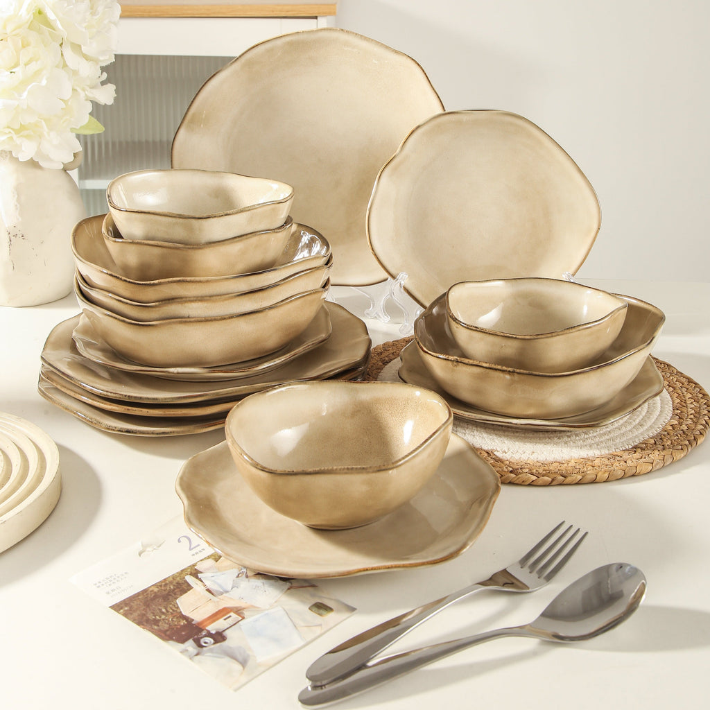 16-Piece Stoneware Set-Crema