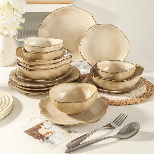 16-Piece Stoneware Set-Crema
