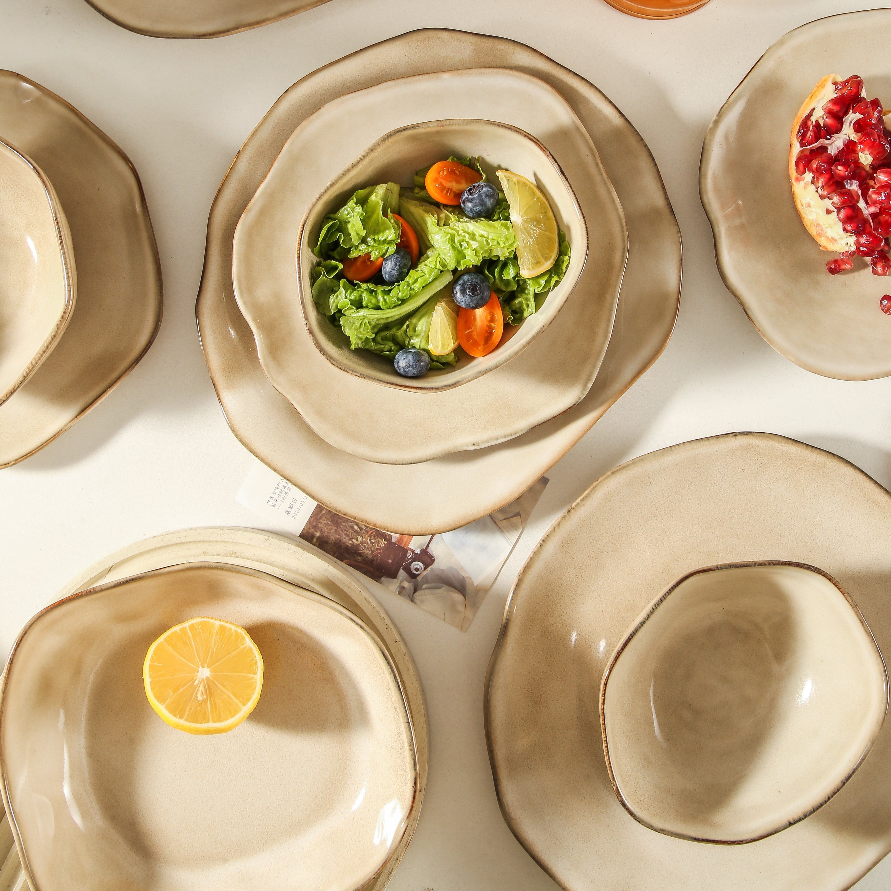 16-Piece Stoneware Set-Crema