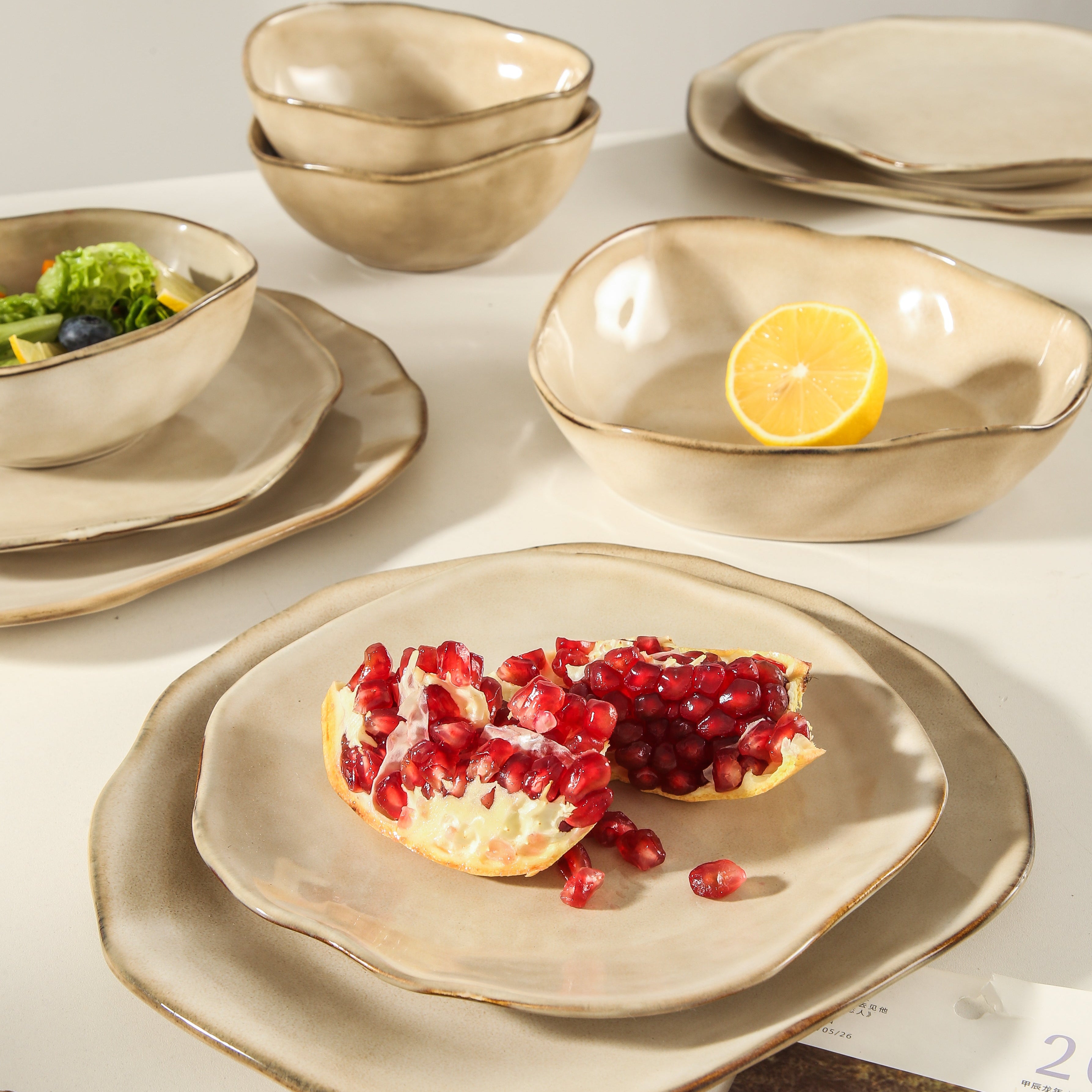 16-Piece Stoneware Set-Crema