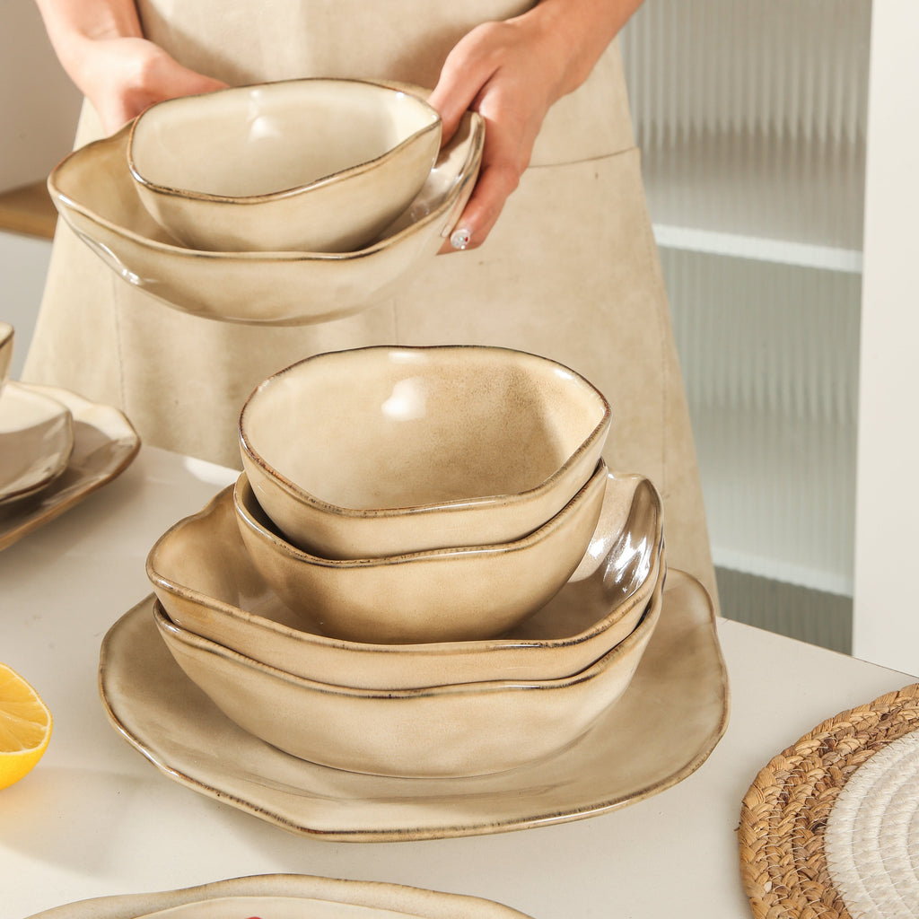 16-Piece Stoneware Set-Crema